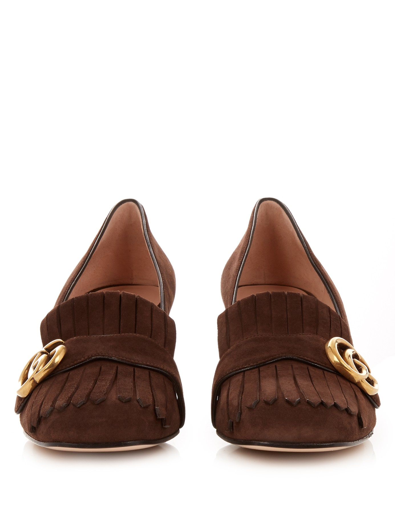 gucci marmont fringed suede loafers